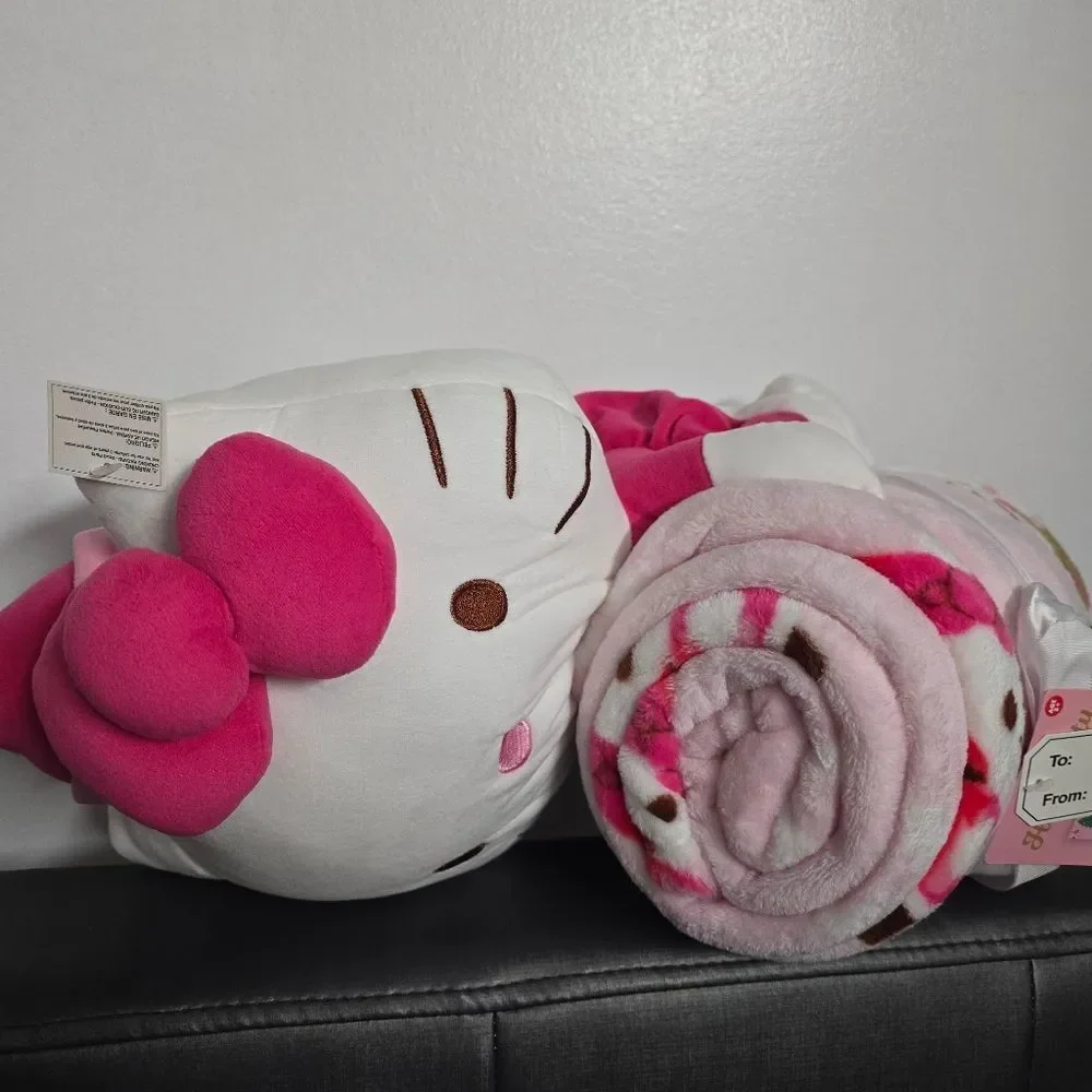 New Hello Kitty Christmas Holiday Character Pillow and Throw Gift Set